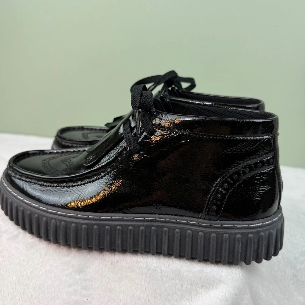 Clarks Torhill‎ Hi Black Patent Leather Heart Kiltie Boots Mens 8 261822607070